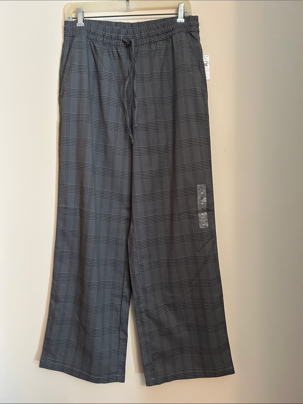 GAP Gray Plaid Rayon/Polyester Drawstring Pants NWT size M